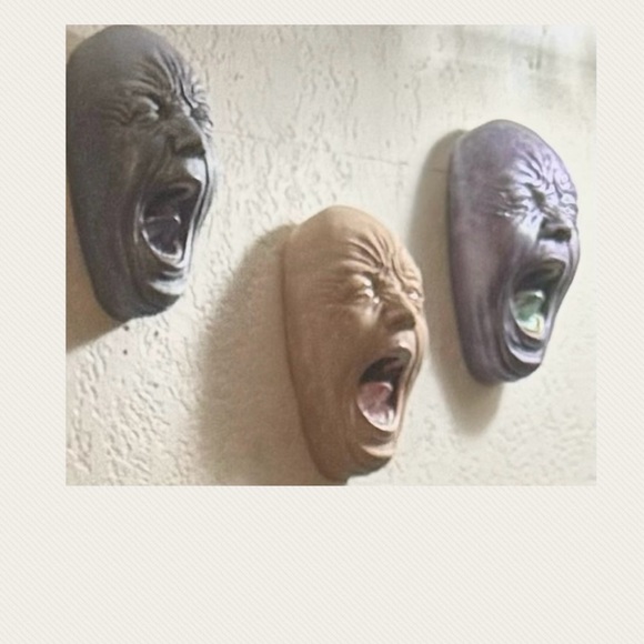 X3 (3) Screaming faces hand painted - asking price is firm - Picture 11 of 16